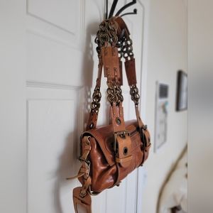 Vintage (2004) Chloé embossed leather chain strap bag, Tan/Cognac